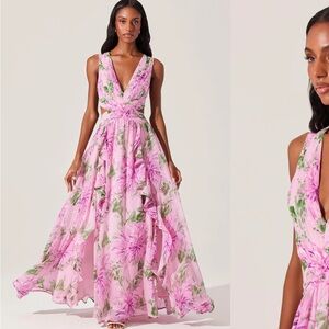 Astr the Label - Noya Pink Floral Cutout Maxi Dress